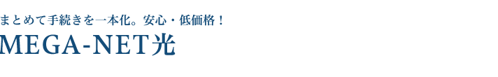 まとめて手続きを一本化。安心・低価格！MEGA-NET光